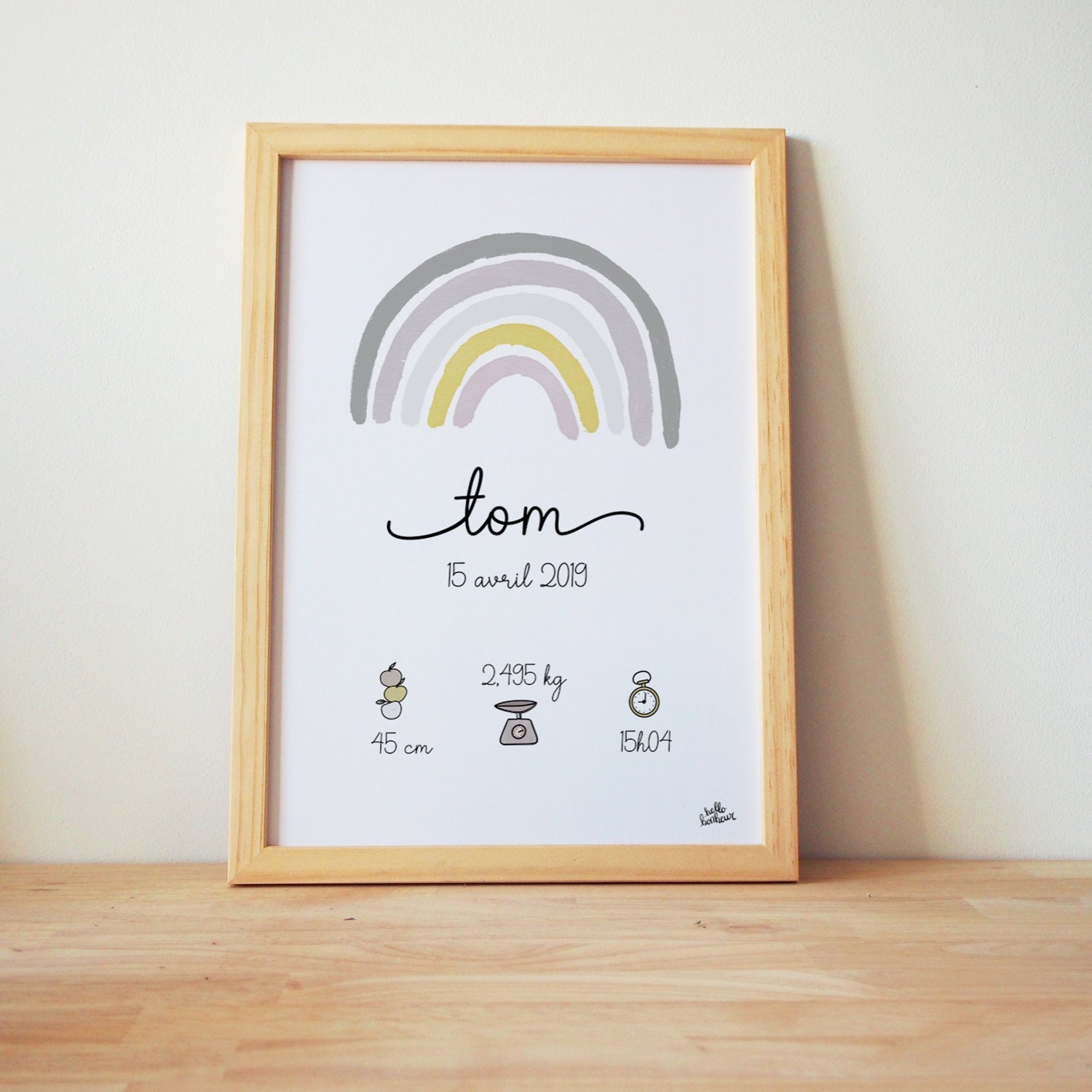 Affiche Naissance Arc-En-Ciel Yellow Morning