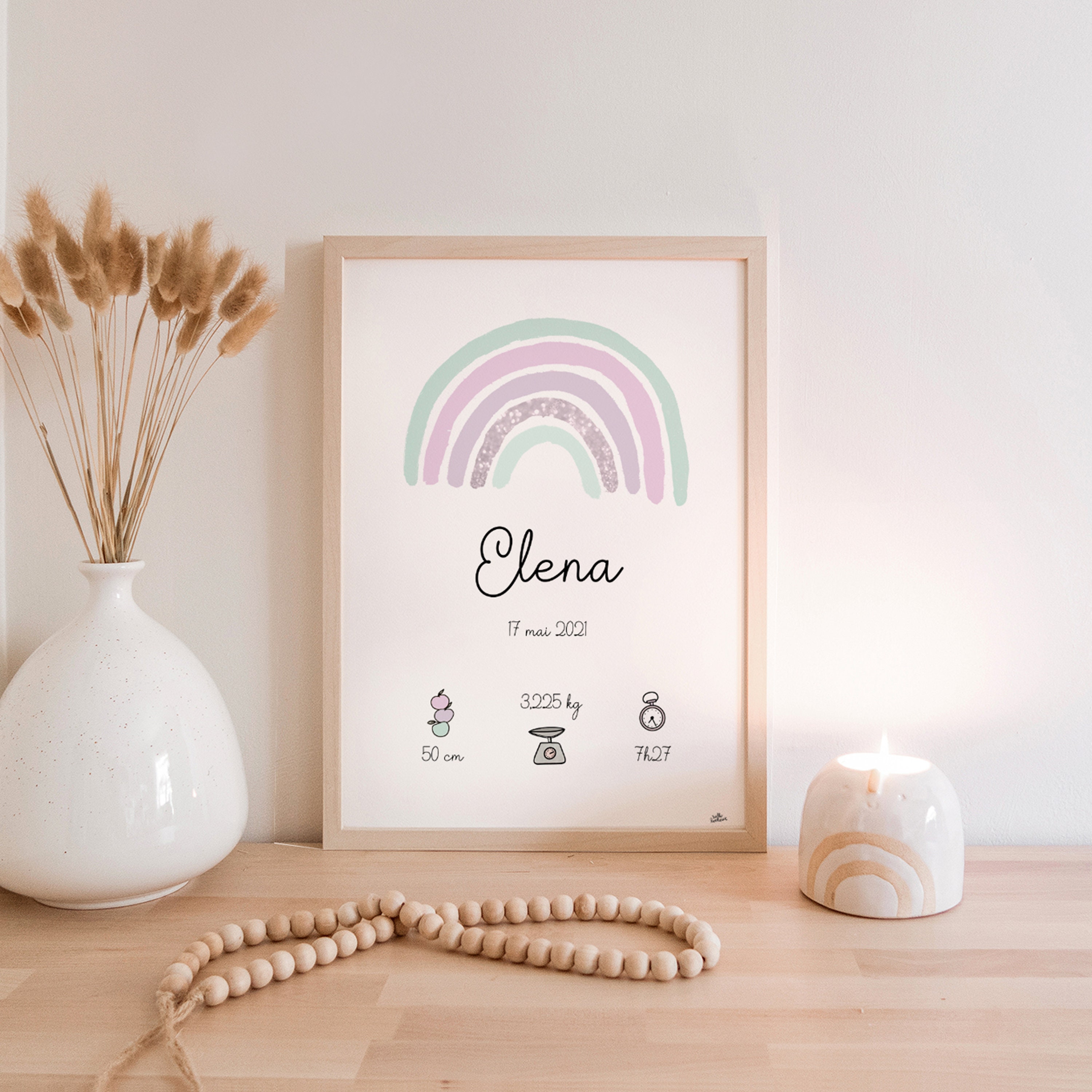 Affiche Naissance Arc-En-Ciel - Lila Shine & Mint