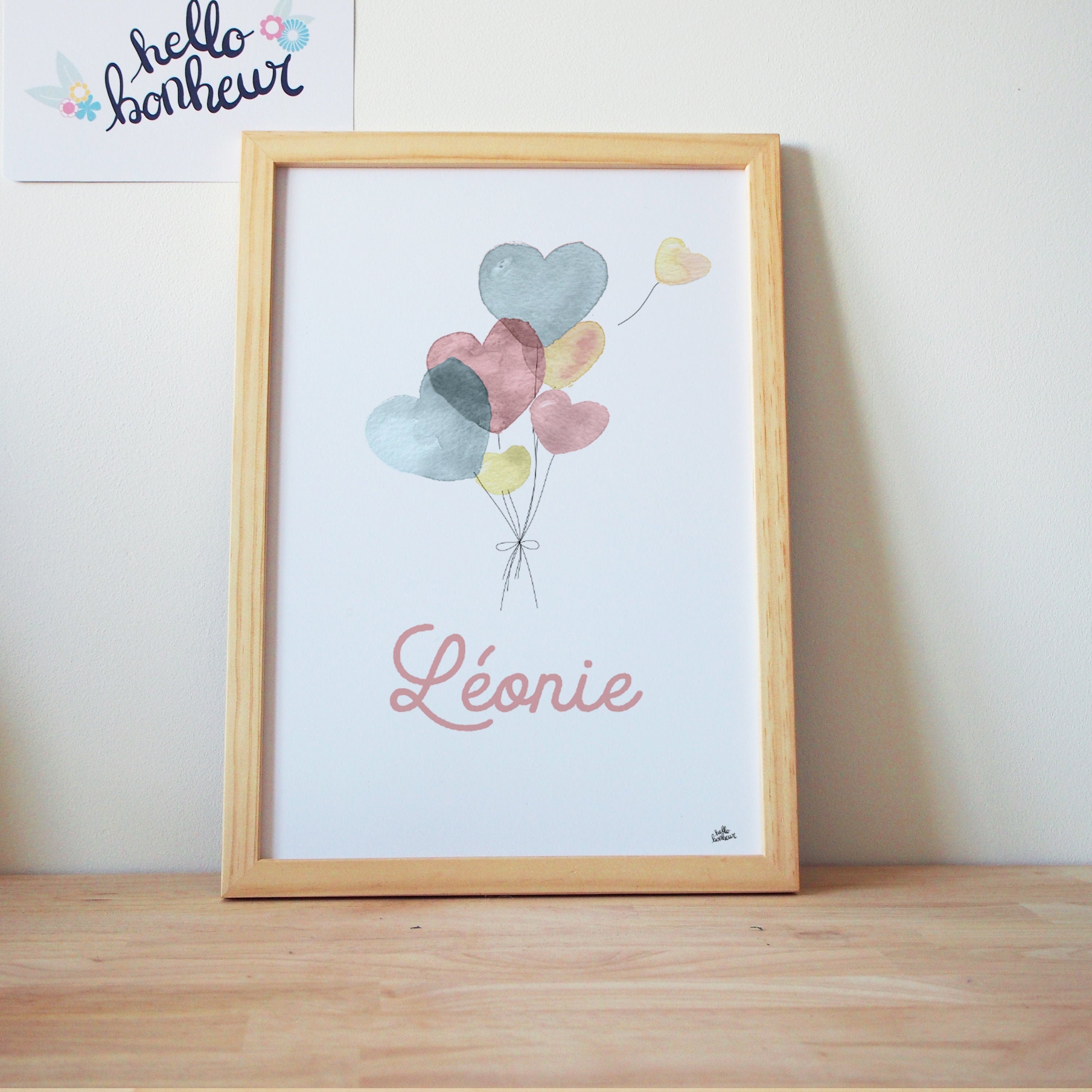 Affiche/Cadre Naissance Ballons Aquarelle