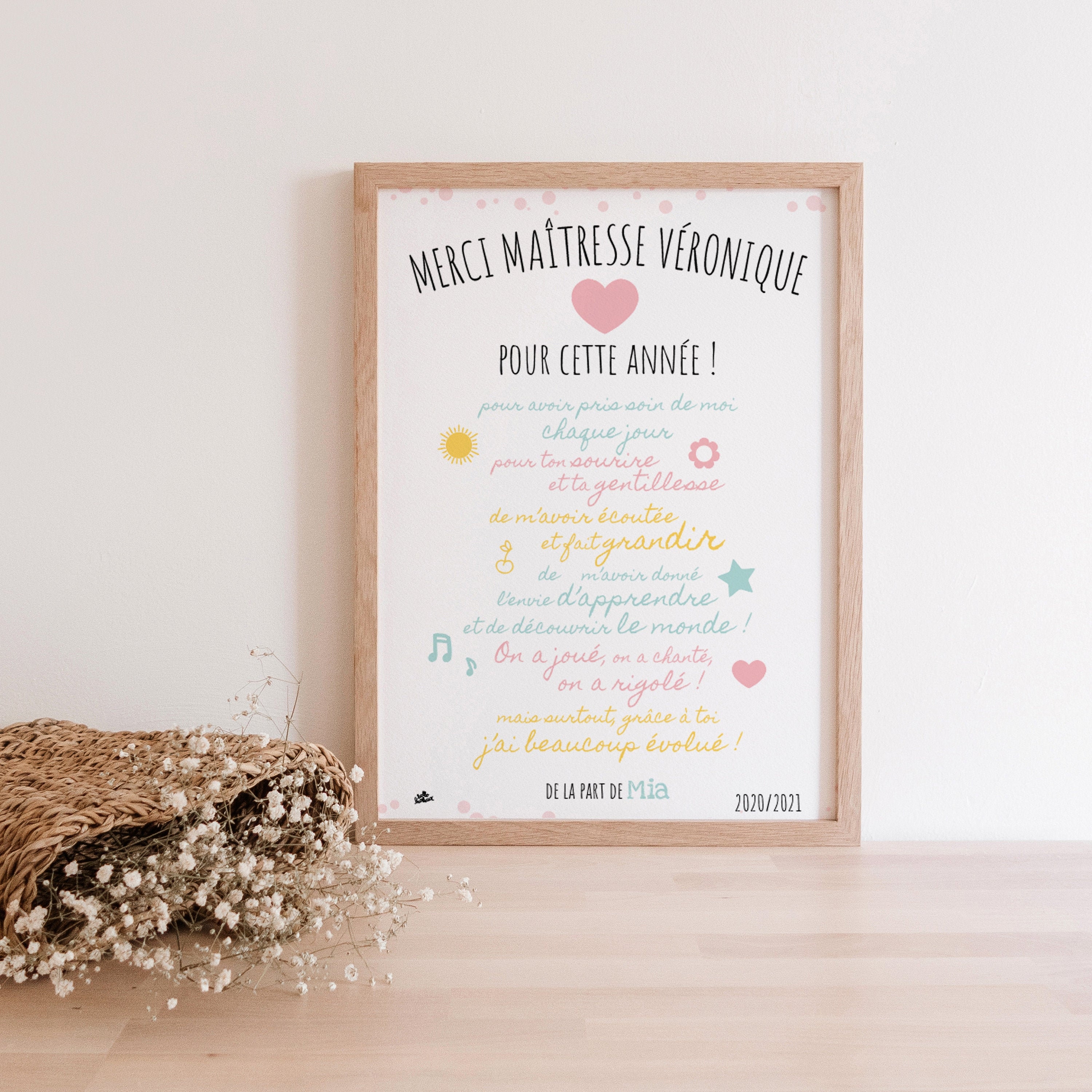 Affiche Merci Maitresse Personnalise Etsy
