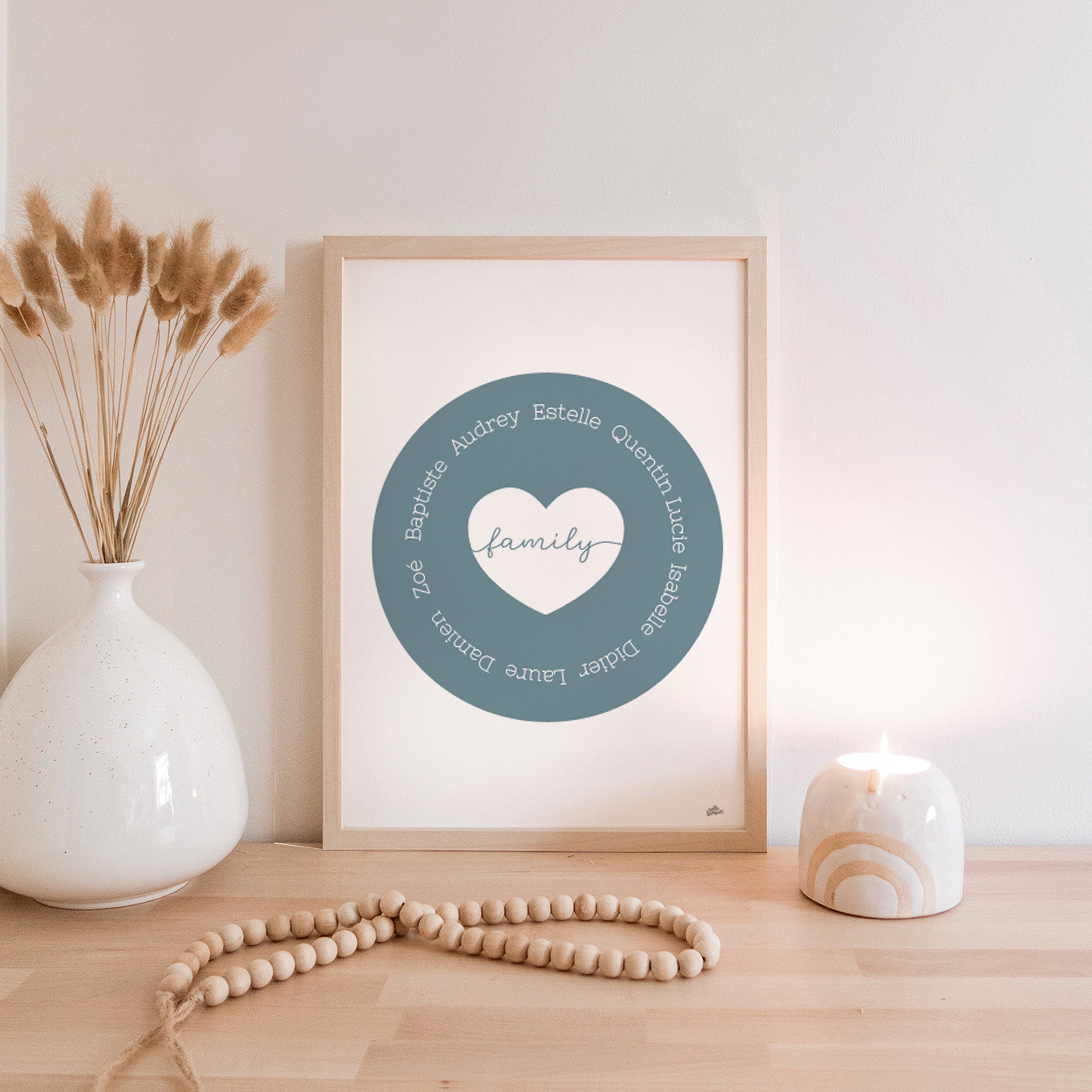 Affiche/Cadre Cadeau Prénoms Famille - Bonne Fête Mamie