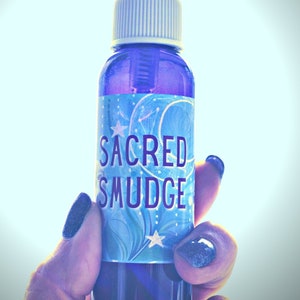 SACRED SMUDGE Sage Smudging Mist to Clear Energy and Bring in Balance & Peace - Features White Owl and Moon Dreamcatcher - Travel Sage Spray