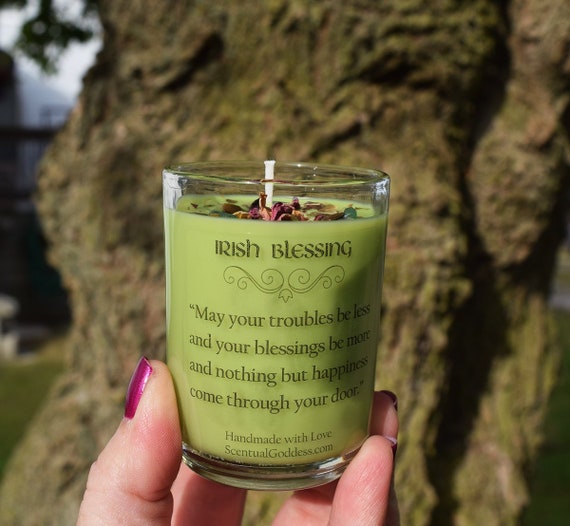 Irish Blessing Candle, Irish Saying, Ireland Celtic Housewarming Gift, Irish Decor, Irish Gift, Irish Home Decor, Home Gifts, Green Shamrock