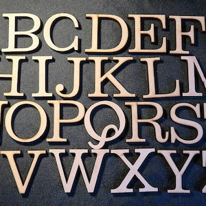 laser cut wood/ MDF 6mm thick capital letters, Clarendon font , various sizes, wood, chunky, block capitals and numbers. image 4