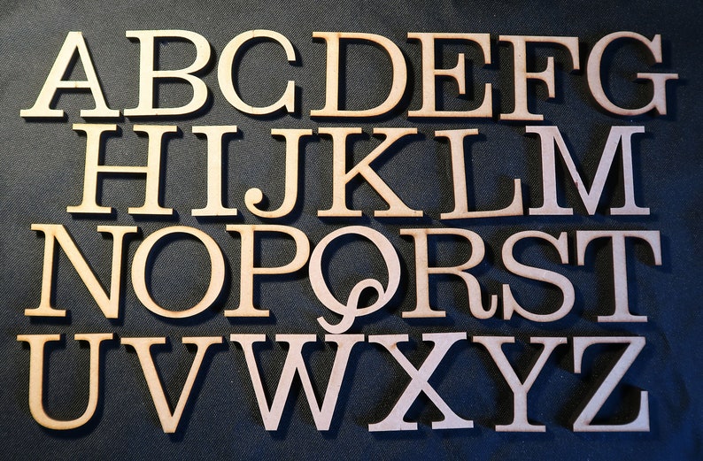 laser cut wood/ MDF 6mm thick capital letters, Clarendon font , various sizes, wood, chunky, block capitals and numbers. image 4