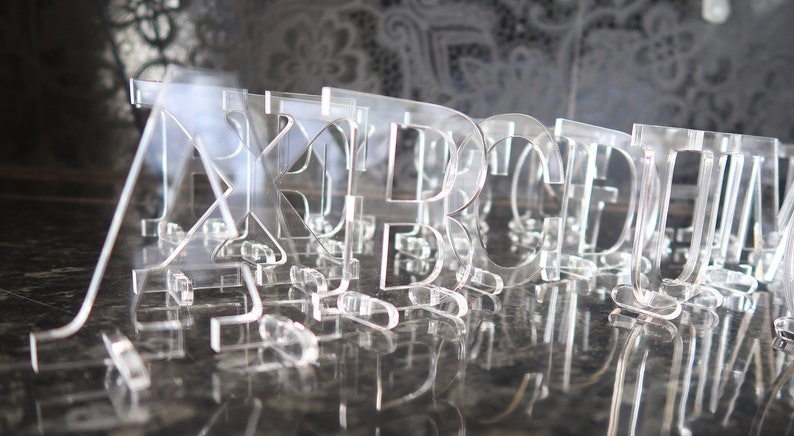 Clear acrylic letters and numbers, 4mm thick, various sizes, House names, plastic letters, plastic numbers. Weddings, table numbers. image 4