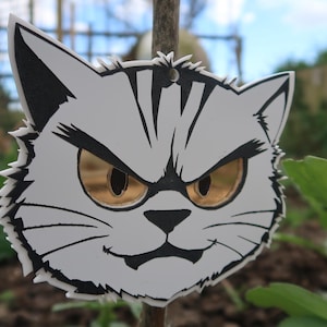 Espantapájaros, Cara de gato, Bonito, Repelente de pájaros para gatos, Adorno divertido para jardín, Espantapájaros, Ojos de espejo, Decoración divertida para jardín, Control de plagas, Hecho en el Reino Unido