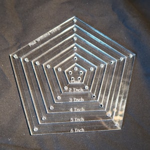 Pentagon, pentangle quilting template set, stencil,  quilt making, ,paper piecing, quilting rulers, templates, origami, embroidery
