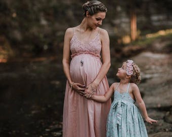 Pink Maternity Dress | Maternity Gown | Baby Shower Dress | Pregnancy Photoshoot Dress | Boho Beach Maternity Dress | Gender Reveal Dress