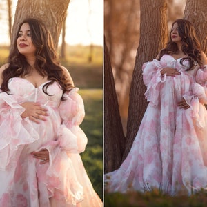 Maternity Dress, Maternity Gown, Pregnancy Dress, Maternity Dress For Photo Shoot, Tulle Dress, Floral Maternity Dress, Baby Shower Dress