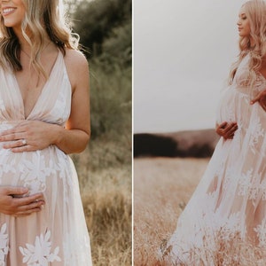 White Maternity Dress | Maternity Gown | Baby Shower Dress | Pregnancy Photoshoot Dress | Boho Beach maternity Dress | Gender Reveal Dress