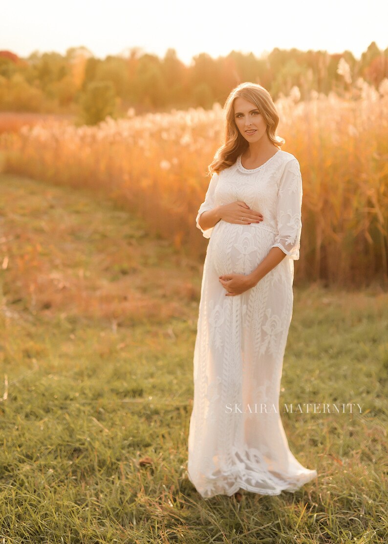 White Maternity Dress Maternity Gown Baby Shower Dress Etsy