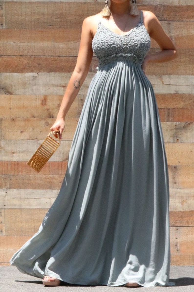 Open Back Maxi Gown Bohemian Maternity Dress Maternity Sage Dress Baby Shower Sage Dress Pregnancy Boho Dress Pregnancy Sage Dress