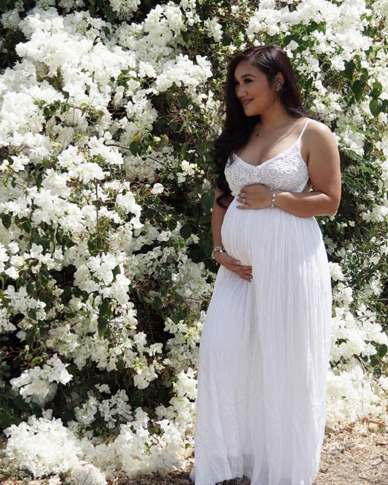 White Maternity Dress Baby Shower Dress Maternity Photoshoot Etsy