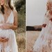 White Maternity Dress | Maternity Gown | Baby Shower Dress | Pregnancy Photoshoot Dress | Boho Beach maternity Dress | Gender Reveal Dress 