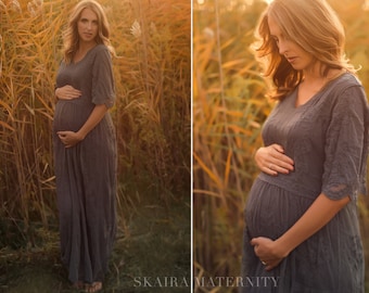 Maternity Dress For Photo Shoot | Maternity Gown | Baby Shower Dress | Pregnancy Photoshoot Dress | Boho Maternity Dress | Lace Maxi Dress