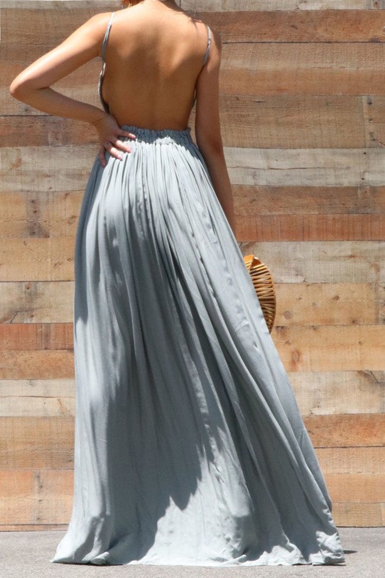 Open Back Maxi Gown Bohemian Maternity Dress Maternity Sage Dress Baby Shower Sage Dress Pregnancy Boho Dress Pregnancy Sage Dress