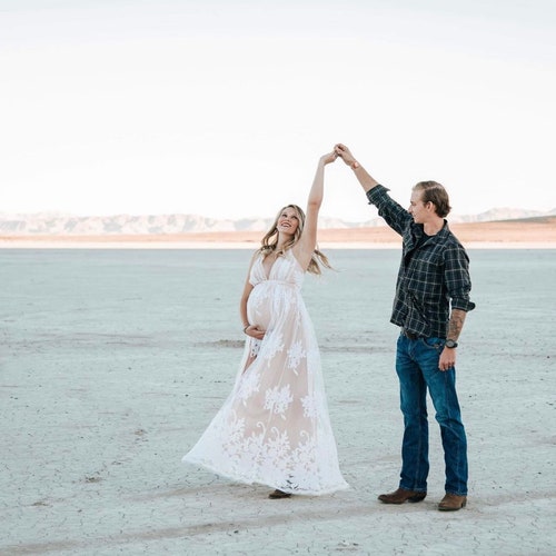 boho beach maternity dress Emily, Traveling Dress, Boho Maternity Dress, Bell Sleeve Maternity Dress,