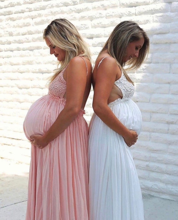 Pink Maternity Dress Maternity Gown Baby Shower Dress Pregnancy Photoshoot  Dress Boho Beach Maternity Dress Gender Reveal Dress -  Denmark