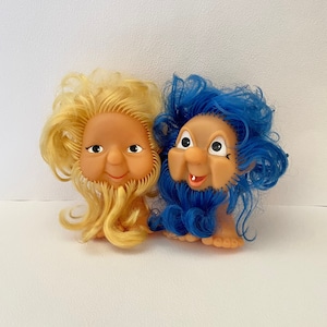 Lot 2 Vintage Rubber Troll Gnome German DDR Toy doll Good Monster Nursery decor
