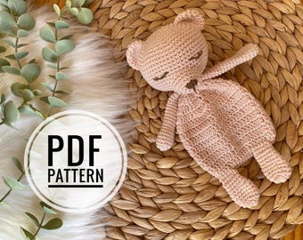 Bear Crochet PDF Pattern in English Comforter Lovey toy