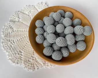 SET of 10 PCS 22mm Wooden crochet cotton beads