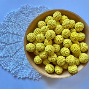 SET da 10 pezzi 22mm Perline di cotone all'uncinetto in legno giallo