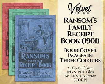 RANSOM'S FAMILY RECEIPT Book (1901) Three Colors, Vintage Printable Cover Images, Antique Junk Journal Ephemera, Digital Download 300dpi Jpg