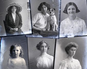 VINTAGE YOUNG LADIES Printable Antique Photos, Scrapbook Ephemera, Edwardian Era Portraits Images Collage Sheet Digital Download 300dpi Jpeg