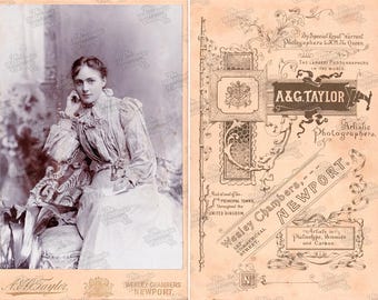 BEAUTIFUL YOUNG WOMAN A&G Taylor Vintage Printable Cabinet Card Ephemera Victorian Edwardian Antique Photograph Digital Download 300dpi Jpeg