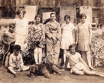 CHILDREN'S TENNIS CLUB 1920s Vintage Sports Sporting Childhood Summer Printable Ephemera Antique Photograph Digital Download 300dpi Jpeg
