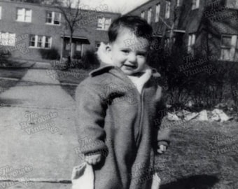 LITTLE BOY in SNOWSUIT 1940s Vintage Printable, Winter Toddler Child Childhood Ephemera, Antique Photograph Digital Download 300dpi Jpeg