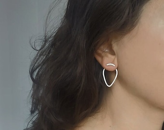 Earrings - DOUBLE RINGS, Ear Jackets, stealing silver