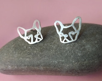 Earrings French Bulldogs, sterling silver 925