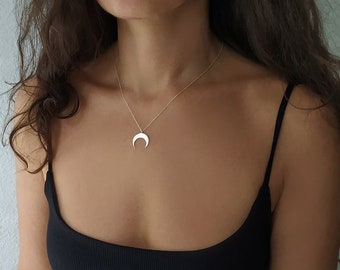 Sterling silver necklace MOON, Crescent