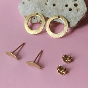 Earrings - DOUBLE RINGS, Ear Jackets, stealing silver plated 24K gold