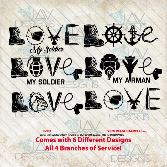 Download LOVE Military LOVE SVG Solider Service Branches 6 Digital | Etsy