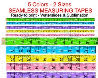Waterslide or Sublimation Printable Sewing Measuring Tape High Resolution  SEAMLESS DESIGN Print-cut-lay End to End ©JAV Designs 