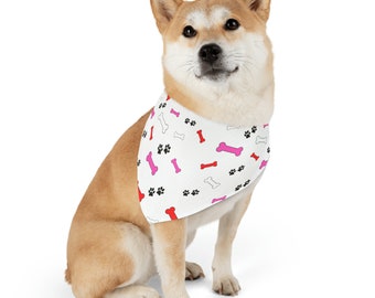 Pet Bandana Collar Red and Pink Bones, Valentine's