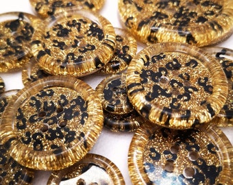 Der Mob Wife-Knopf – Leopardenmuster – Goldglitter – Stricken – Häkeln – einzigartiges Geschenk für Bastler! Handgefertigt 15mm 21mm 30mm 35mm 50mm