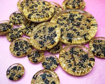The Mob Wife button - leopard print - gold glitter - knitting - crochet - unique gift for crafters! Handmade 15mm  21mm 30mm 35mm 50mm