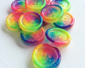 20 RAINBOW 13mm RESIN SHIRT BUTTONS SEWING KNITTING CRAFTS LGBT GAY PRIDE