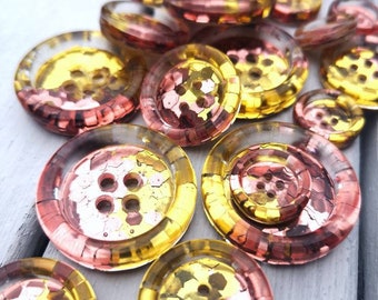 Rose gold and gold split chunky glitter resin BUTTONS - 15mm 21mm 30mm 35mm 50mm - sewing - knitting - crochet - dazzling - wedding favours