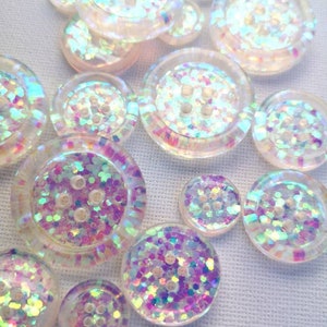 The Aurora. Iridescent magical fairy mermaid colour shifting handmade glitter buttons 15mm 21mm 30mm 35mm 50mm image 3