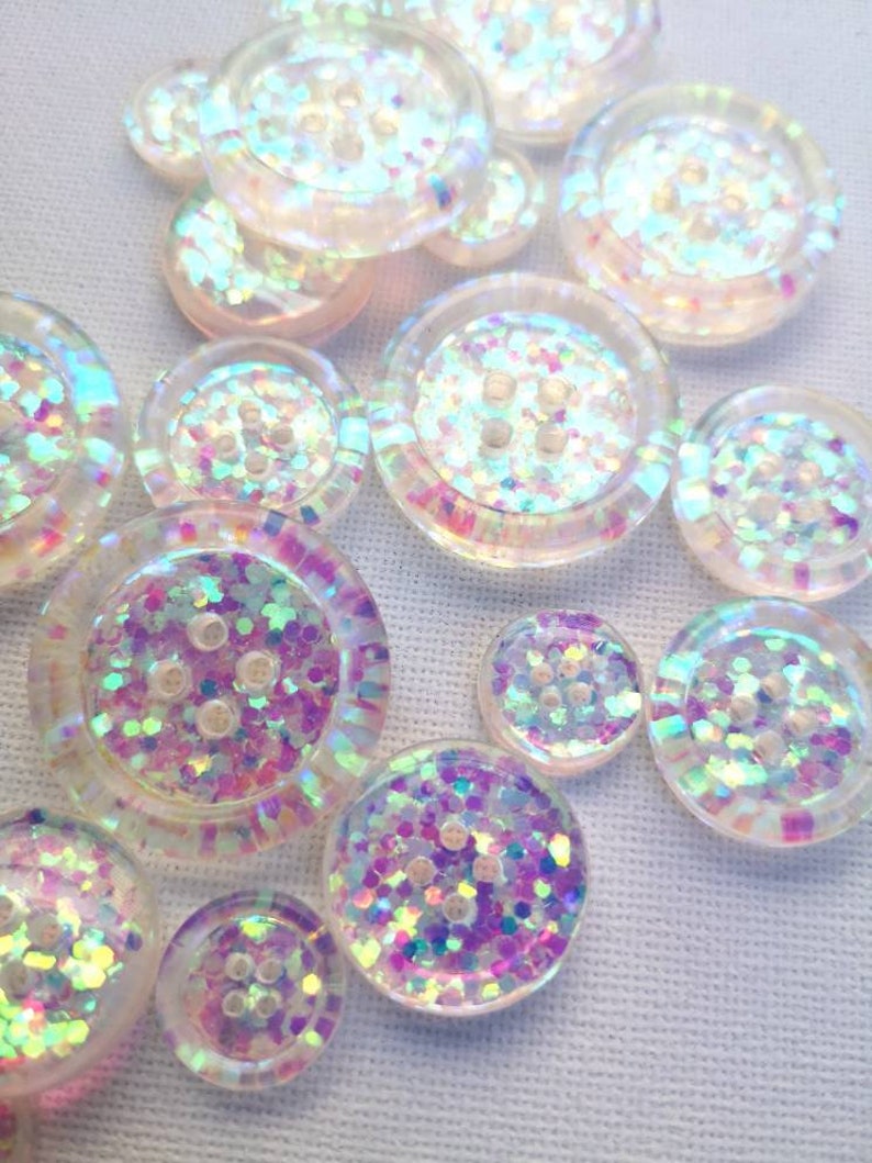 The Aurora. Iridescent magical fairy mermaid colour shifting handmade glitter buttons 15mm 21mm 30mm 35mm 50mm image 3