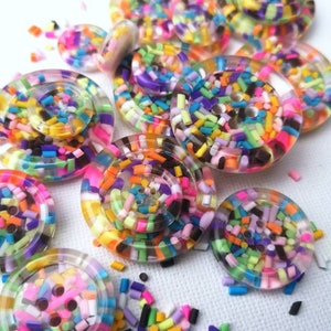 Sprinkles Candy sweets rainbow multi coloured handmade resin BUTTONS 15mm 21mm 30mm 35mm 50mm image 2