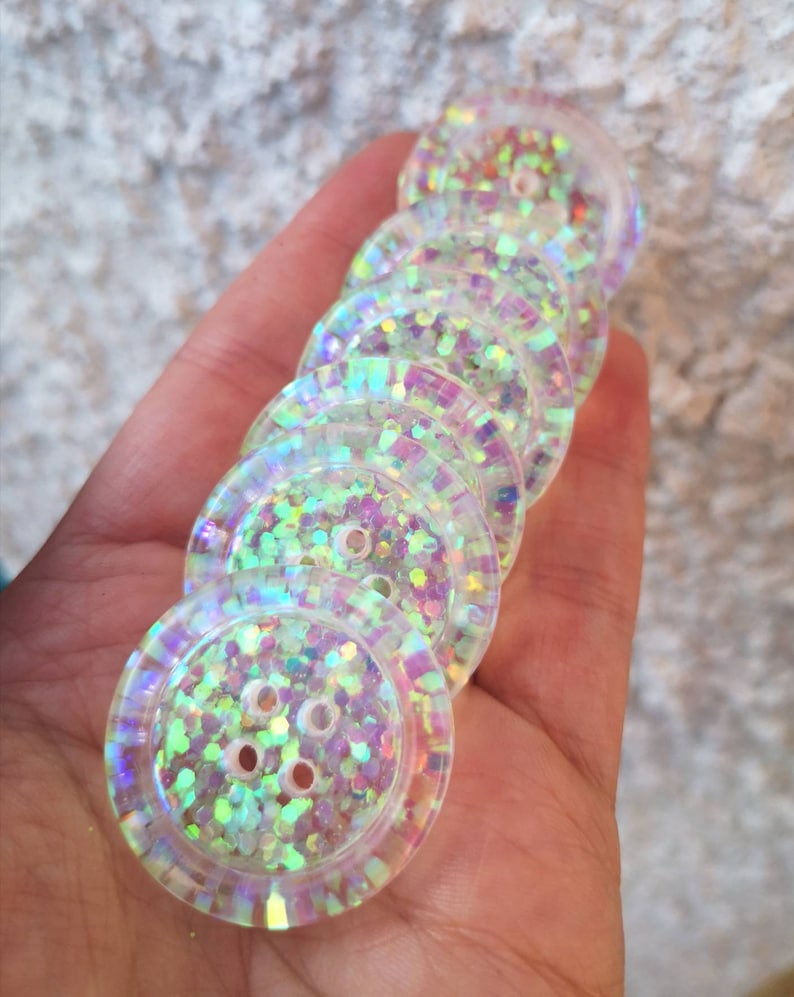 The Aurora. Iridescent magical fairy mermaid colour shifting handmade glitter buttons 15mm 21mm 30mm 35mm 50mm image 1