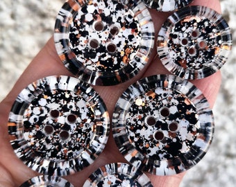 The Magpie - monochrome glitter buttons with copper metallic sparkle - 15mm 21mm 30mm 35mm 50mm - modern - knitting - crochet - collectable