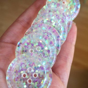 The Aurora. Iridescent magical fairy mermaid colour shifting handmade glitter buttons 15mm 21mm 30mm 35mm 50mm image 2