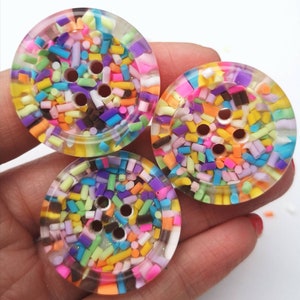 Sprinkles Candy sweets rainbow multi coloured handmade resin BUTTONS 15mm 21mm 30mm 35mm 50mm image 3